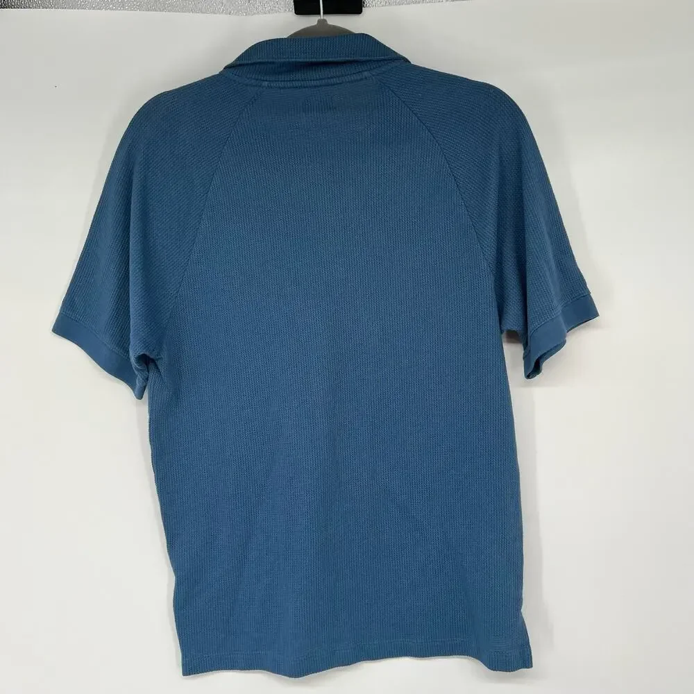J Crew Polo Shirt Womens Sze S Blue Textured Knit Short Sleeve Classic Collared - Picture 3 of 8